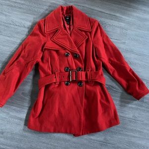 EUC Miss Sixty Red Wool Pea Coat